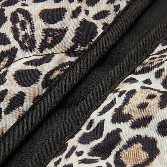 NWT! Leopard Animal Print Crop Quilted Puffer Jacket Open Front Lightweight Coat - Picture 10 of 10